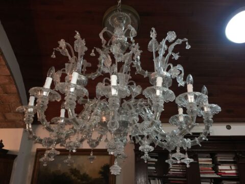 Lampadario di Murano a barca in vetro a 12 luci