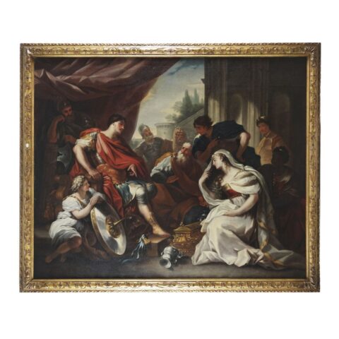 Dipinto olio su tela raffigurante David e Abigail