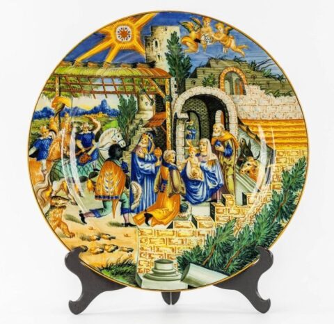 Piatto in ceramica istoriato